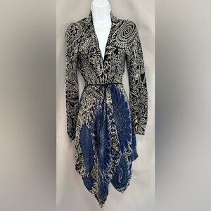 Desigual Open Front Cardigan Sweater Size Medium Multicolor Tie‎ Front